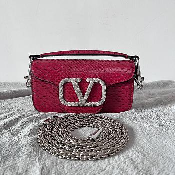 Valentino Garavani Locò Small 20 Red Snake Skin VLogo
