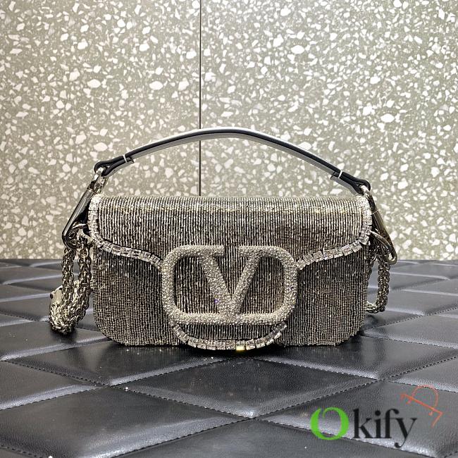 Valentino Garavani Locò Small 20 Silver Crystal VLogo - 1