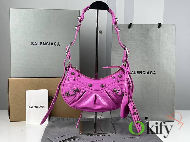 Balenciaga Le Cagole XS Purple Crocodile Pattern 5557 - 1