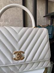 CN Coco Chevron Handle 29 White Lambskin 5656 - 4