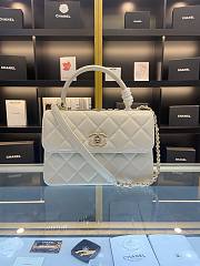 Chanel Trendy CC New Version Quilted Top Handle 25 White/ Gold Lambskin  - 1