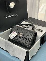 Chanel Trendy CC Classic Quilted Top Handle 25 Black/ Silver Lambskin  - 1