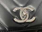 Chanel Trendy CC Classic Chevron Top Handle 25 Black/ Silver Lambskin - 5
