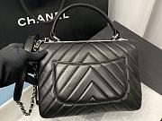 Chanel Trendy CC Classic Chevron Top Handle 25 Black/ Silver Lambskin - 2