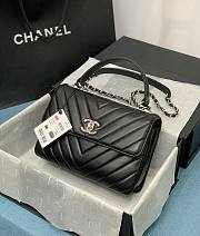 Chanel Trendy CC Classic Chevron Top Handle 25 Black/ Silver Lambskin - 1