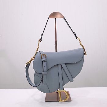 Dior Saddle 25.5 Grained Leather Horizon Blue with Strap #6816
