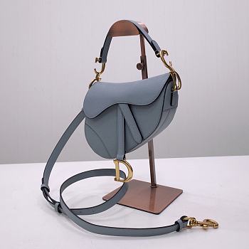 Dior Saddle 21 Grained Leather Horizon Blue with Strap #6816