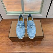 Loro Piana Men Walk Loafers Dusty Blue Suede 10609 - 6