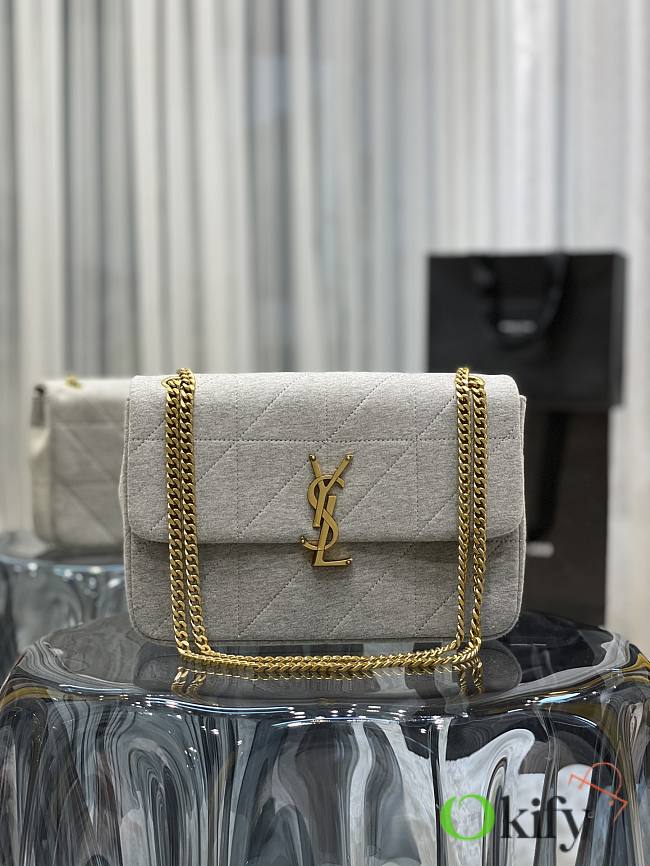 YSL Jamie Medium Chain Bag Gray Carré Rive Gauche 634820 - 1