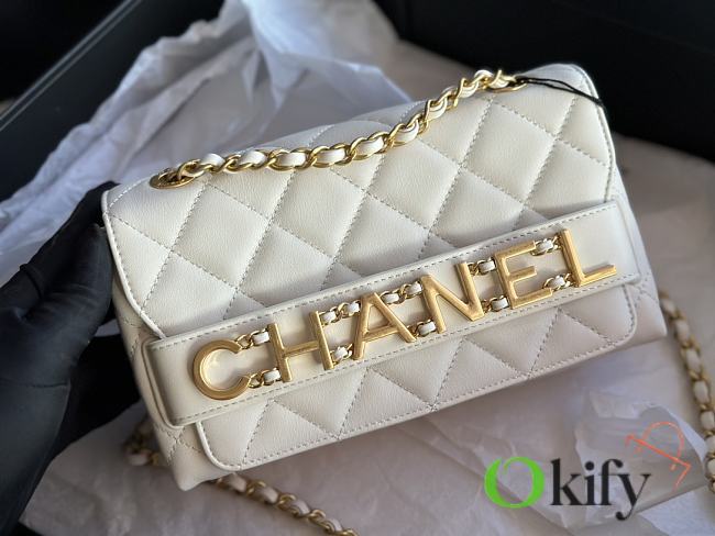 Chanel Front Logo Flap 21 White Lambskin - 1