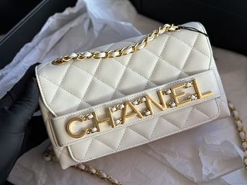 Chanel Front Logo Flap 21 White Lambskin