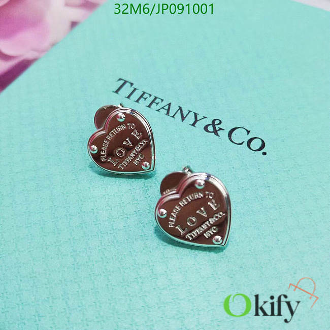Tiffany & CO Earrings Heart Silver 5811 - 1