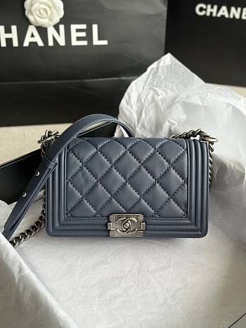 Chanel Quilted Calfskin Le Boy 25.5 Blue/ Silver1905