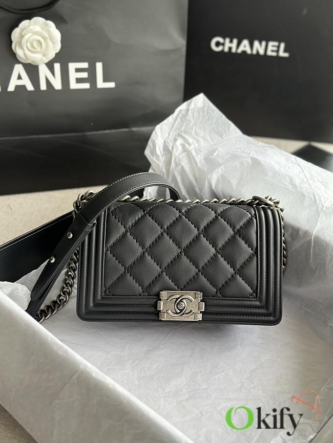 Chanel Quilted Calfskin Le Boy 25.5 Black/ Silver 1904  - 1
