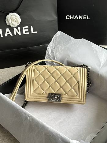 Chanel Quilted Calfskin Le Boy 25.5 Beige/ Silver 1903