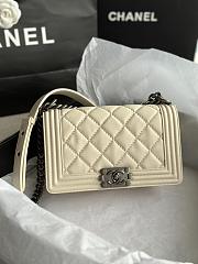Chanel Quilted Calfskin Le Boy 25.5 White/ Silver 1902  - 1
