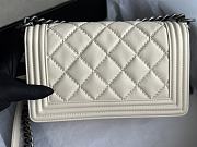 Chanel Quilted Calfskin Le Boy 25.5 White/ Silver 1902  - 3
