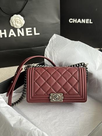 Chanel Quilted Calfskin Le Boy 25.5 Wine Red/ Silver 1901