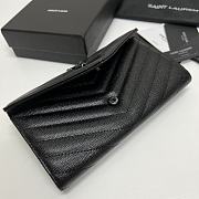 YSL Long Wallet Black Leather Black Tone 10767 - 4