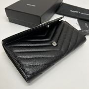 YSL Long Wallet Black Leather Silver Tone 10768 - 3