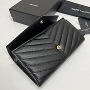 YSL Long Wallet Black Leather Gold Tone 10769 - 5