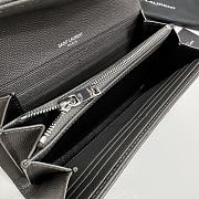 YSL Long Wallet Gray Leather Silver Tone 10770 - 5