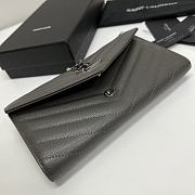 YSL Long Wallet Gray Leather Silver Tone 10770 - 4