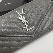YSL Long Wallet Gray Leather Silver Tone 10770 - 3