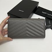 YSL Long Wallet Gray Leather Silver Tone 10770 - 2