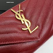 YSL Long Wallet Red Leather Gold Tone 10771 - 4