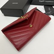 YSL Long Wallet Red Leather Gold Tone 10771 - 2
