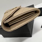 YSL Long Wallet Beige Leather Gold Tone 10772 - 4