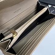 YSL Long Wallet Beige Leather Gold Tone 10772 - 2