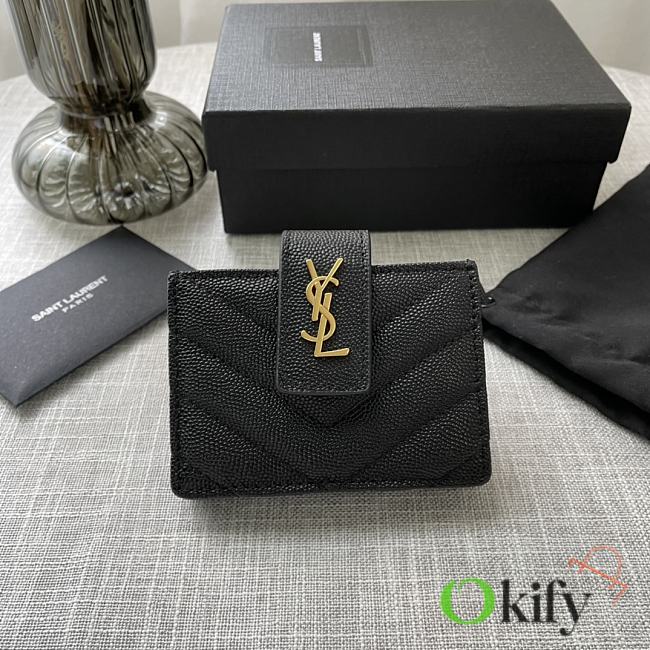 YSL Wallet Black Leather Gold Tone 5781 - 1