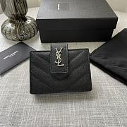 YSL Wallet Black Leather Silver Tone 5779  - 1