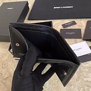 YSL Zipper Wallet Black/ Silver 5777   - 3