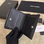 YSL Zipper Wallet Black/ Silver 5777   - 5