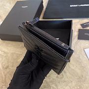 YSL Zipper Wallet Full Black 5771  - 5