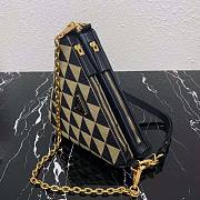Prada Women Symbol Leather and Fabric Mini Bag Black/Beige - 2