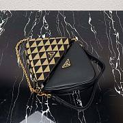 Prada Women Symbol Leather and Fabric Mini Bag Black/Beige - 4