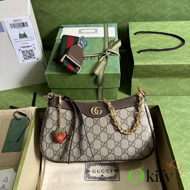 Gucci Ophidia GG small handbag in beige and ebony Supreme - 1