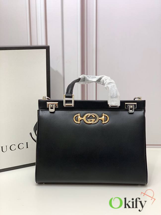 Gucci Zumi Grainy Black 27 Top Handle Bag 569712 - 1