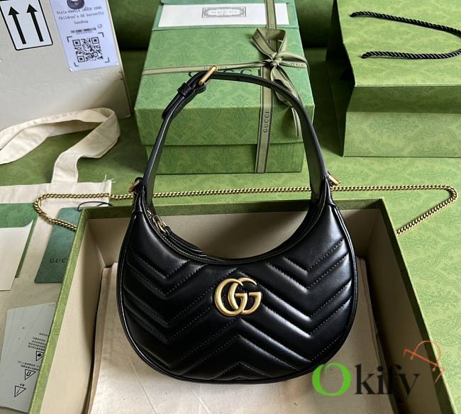Gucci GG Marmont 21 half-moon-shaped mini bag Black - 1