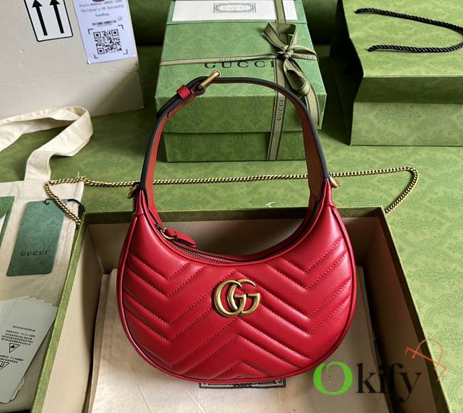 Gucci GG Marmont 21 half-moon-shaped mini bag Red - 1