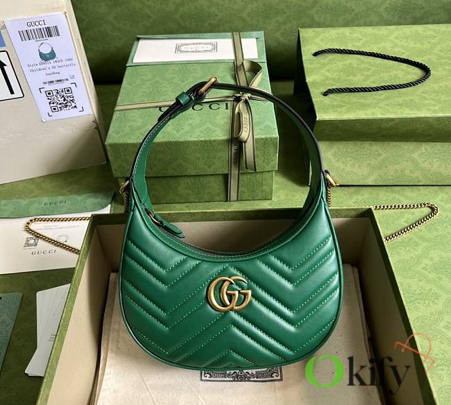 Gucci GG Marmont 21 half-moon-shaped mini bag Green - 1