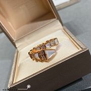 Okify Bvlgari Serpenti Viper One Coil Ring Rose Gold Mother Of Pearl Elements And Pave Diamonds - 1