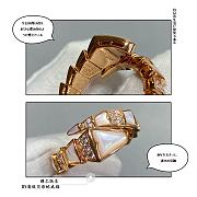 Okify Bvlgari Serpenti Viper One Coil Ring Rose Gold Mother Of Pearl Elements And Pave Diamonds - 2