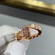 Okify Bvlgari Serpenti Viper One Coil Ring Rose Gold Mother Of Pearl Elements And Pave Diamonds - 3