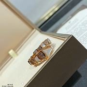 Okify Bvlgari Serpenti Viper One Coil Ring Rose Gold Mother Of Pearl Elements And Pave Diamonds - 4