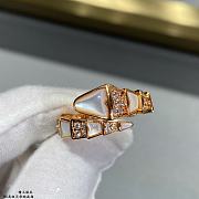 Okify Bvlgari Serpenti Viper One Coil Ring Rose Gold Mother Of Pearl Elements And Pave Diamonds - 5